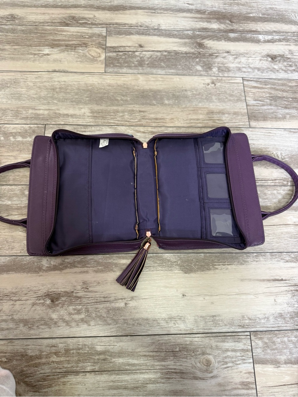 Floral 'Blessed' Purple Top-Handle Bible Bag w/ Keychain - Picture 3 of 3